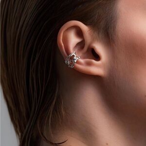 Silver Ear Cuff “Triple Melt”